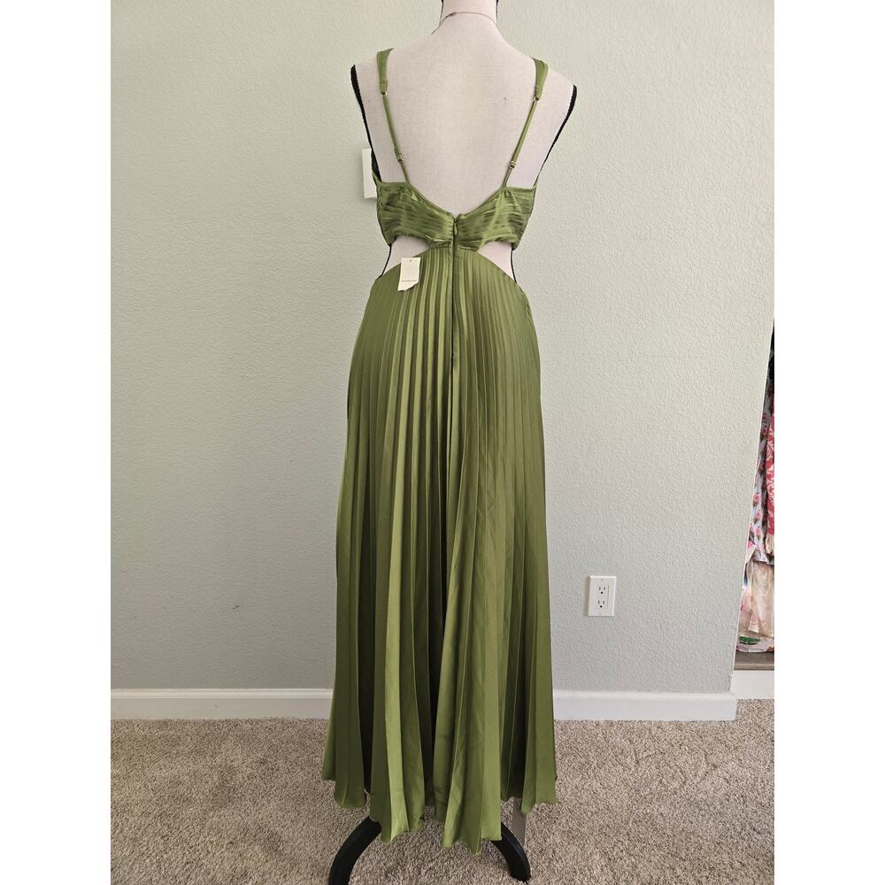 Abercrombie & Fitch Green Pleated Maxi Dress Sz S Cutout Open Back Wedding Guest - Picture 6 of 13